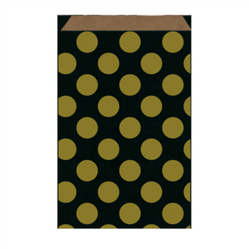 Sachet plat 26+9x38cm Noir à pois Or - Kraft - Carton de 1500