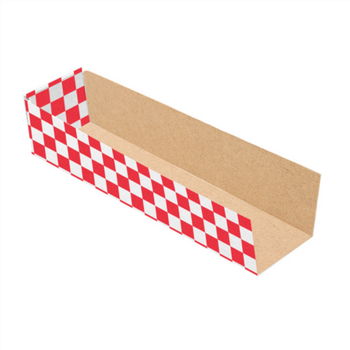 Pelles pour Hot Dog carton ondulé nano micro VICHY ROUGE - 18 x 4.5 x 4 cm - carton de 1200 unités