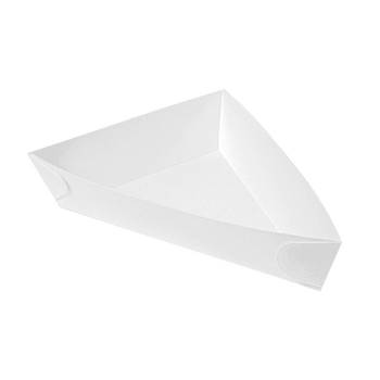 Barquette triangulaire en carton ondulé BLANCHE nano-micro 480g - 14.5 x 19 x 3.5 cm - PAQUET de 100 unités