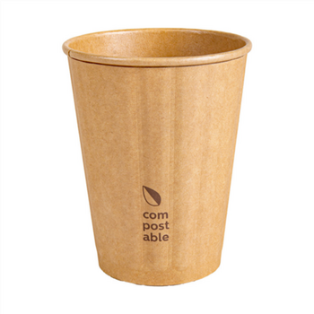 Gobelet COMPOSTABLE KRAFT double paroi en carton 36 cl pour café et boissons chaudes - carton de 1000 unités