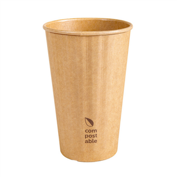 Gobelet COMPOSTABLE KRAFT double paroi en carton 48 cl pour café et boissons chaudes - carton de 500 unités