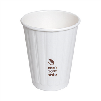 Gobelet COMPOSTABLE BLANC double paroi en carton 24 cl pour café et boissons chaudes - carton de 1000 unités