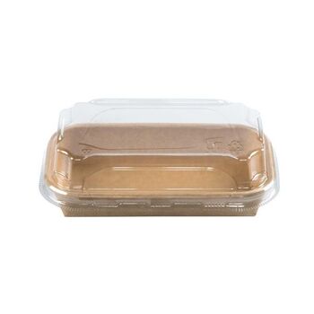Barquette KRAFT pour sushi avec couvercle en PET 13.6x7.8x4.8cm - paquet de 25 unités