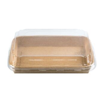Barquette KRAFT pour sushi avec couvercle en PET 18.5x13x4.8cm - paquet de 25 unités