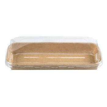 Barquette KRAFT pour sushi avec couvercle en PET 22x9.3x4.8cm - paquet de 25 unités