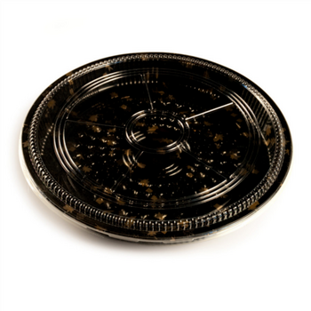 Boite Sushi ronde noire avec couvercle - 38 x 5 cm - carton de 120 unités