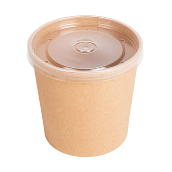 Récipient en carton double paroi KRAFT avec couvercle en PP 780 ml - carton de 250 unités