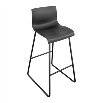 Tabouret haut avec dossier NOIR en PP - Carton de 2 unités