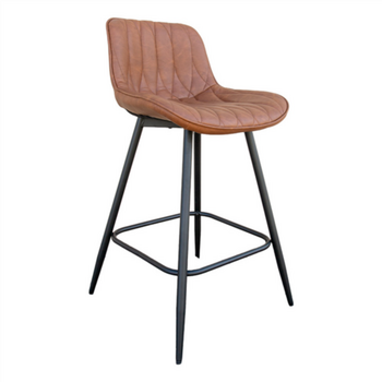 Tabouret haut avec dossier MARRON en cuir synthétique - Carton de 2 unités