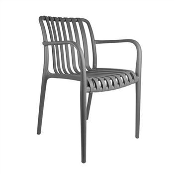 Chaise d'extérieur empilable GRISE en PP - Carton de 4 unités