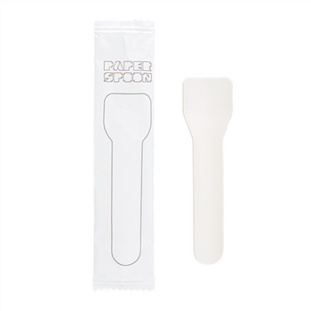 Petite cuillère à glace blanche en papier 9.5 cm en emballage individuel - pack de 500 unités