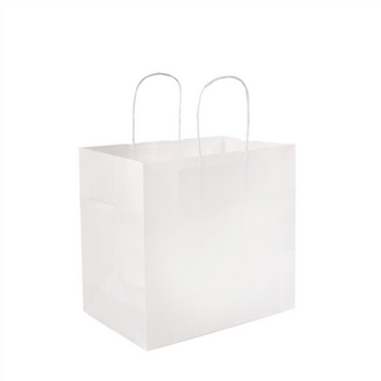 Sac traiteur poignée ficelle 22 + 15 x 22 cm neutre BLANC - carton de 250 unités