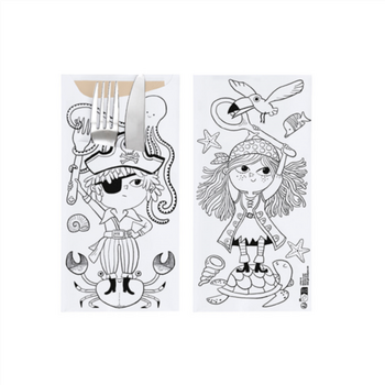 Sachet à couverts à colorier et serviette Neutre Kraft - Carton de 400 unités