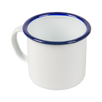 Tasse avec anse en fer émaillé BLANCHE 250 ml 7 x 7 cm- paquet de 6 unités