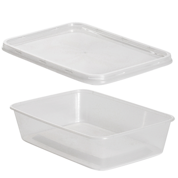 Barquette et couvercle translucide en PP injectée micro-ondable - 500 ml - Carton de 250 unités