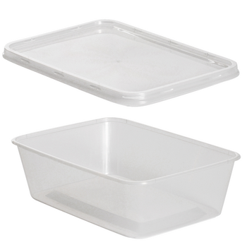 Barquette et couvercle translucide en PP injectée micro-ondable - 650 ml - Carton de 250 unités