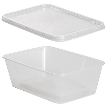 Barquette et couvercle translucide en PP injectée micro-ondable - 750 ml - Carton de 250 unités