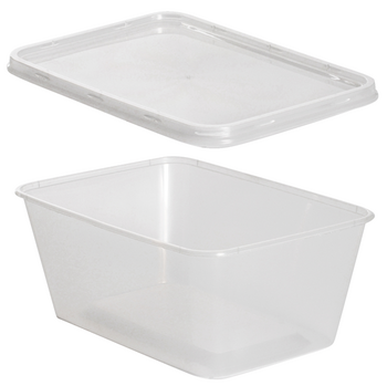 Barquette et couvercle translucide en PP injectée micro-ondable - 1000 ml - Carton de 250 unités
