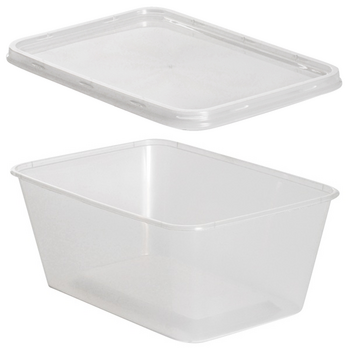 Barquette et couvercle translucide en PP injectée micro-ondable - 1500 ml - Carton de 250 unités