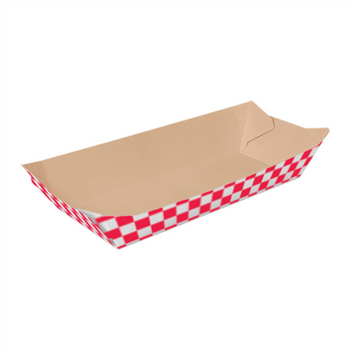 Barquette Hot Dog en carton nano-micro VICHY ROUGE 23.5x10x3.5 cm - carton de 600 unités