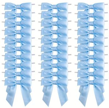 Ruban nœud satin bleu avec lien inclus (à insérer) - sachet de 50 unités