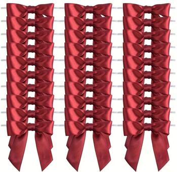 Ruban nœud satin rouge avec lien inclus (à insérer) - sachet de 50 unités