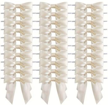 Ruban nœud satin ivoire avec lien inclus (à insérer) - sachet de 50 unités
