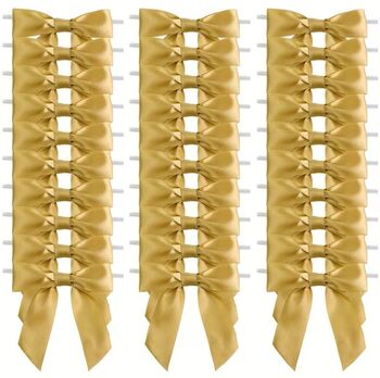 Ruban nœud satin jaune avec lien inclus (à insérer) - sachet de 50 unités