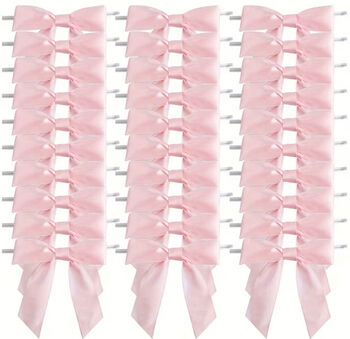 Ruban nœud satin rose avec lien inclus (à insérer) - sachet de 50 unités
