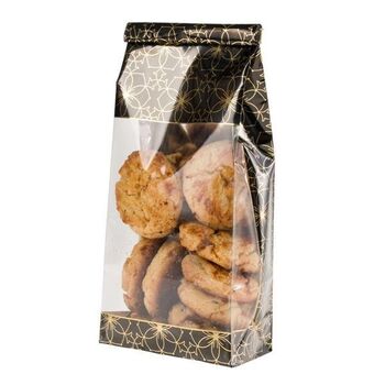 Sachet SOS fond PP GLOSSY ROSACE NOIR 80 + 40 x 200 mm - carton de 1000 unités