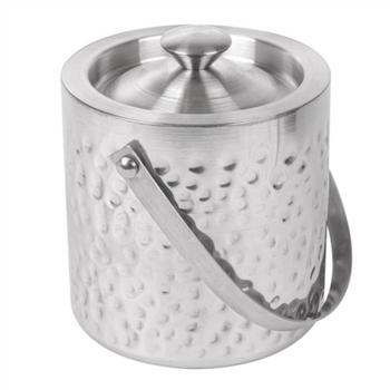 Seau à glace en inox martelé avec couvercle - 15.5 cm x 16.2 cm