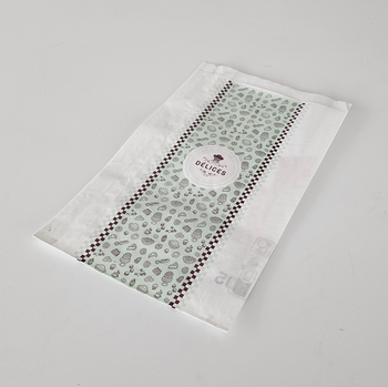 Sac à croissants DELICES blanc avec impression 18 + 6.5 x 31 cm - carton de 1000 unités