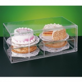 Présentoir acrylique transparent sur 2 étages pour patisseries ou autres - 64x33x25.5cm