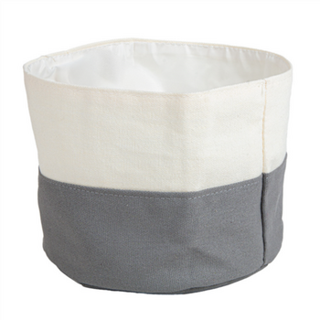 Corbeille à pain ronde en coton - Crème et Gris - Pack de 12 unités