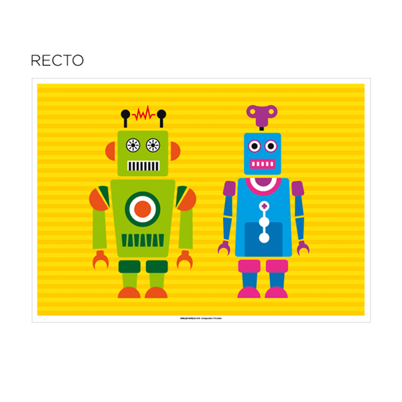 Set de table à colorier 2 faces- modèle Robots - 31x43 cm - Carton de 1000 unités