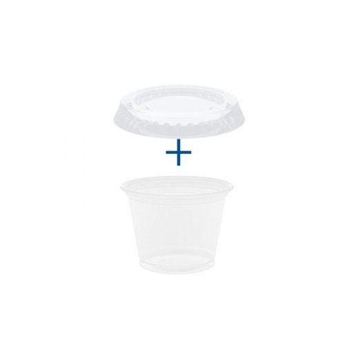 Pots et couvercles transparents 100 ml - Pack de 1200 sets