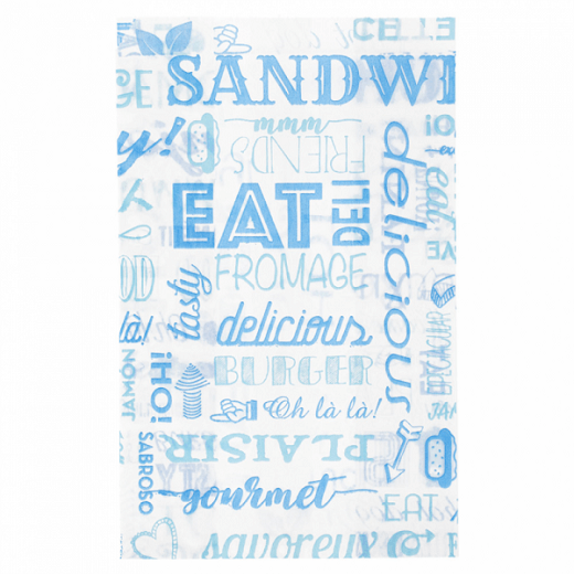Sac burger Parole Bleu 12 + 7 x 18 cm - pack de 500 unités