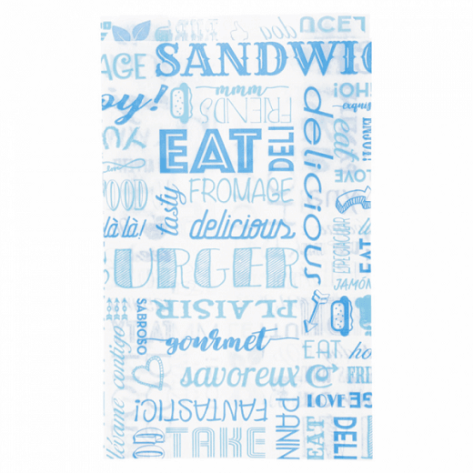 Sac burger Parole Bleu 14 + 7 x 22 cm - pack de 500 unités