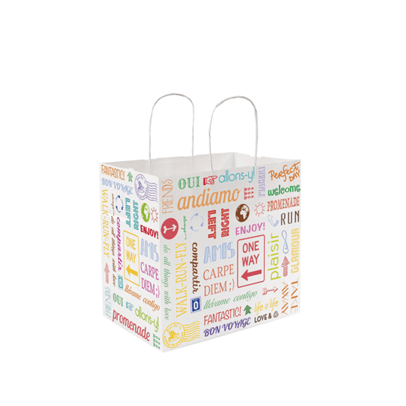 Sac traiteur poignée ficelle 26 + 17 x 24 cm Parole KRAFT - carton de 250 unités