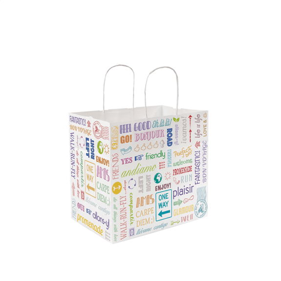 Sac traiteur poignée ficelle 32 + 21 x 28,5 cm Parole KRAFT - carton de 250 unités