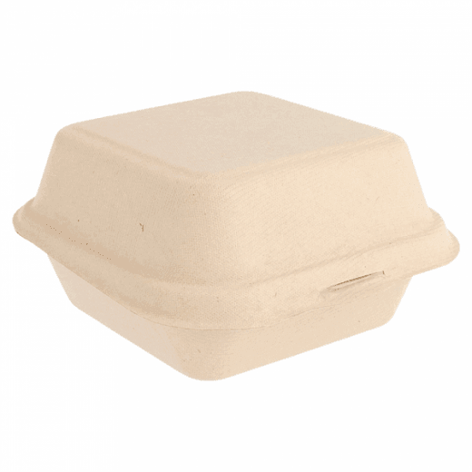 Coque à Burger en cellulose naturelle fibre de canne à sucre  -Naturel - 15.2x15 cm- carton de 600 unités