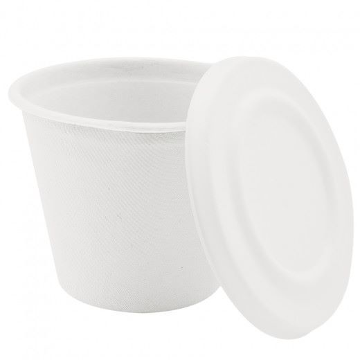 Couvercle pour gobelet en cellulose naturelle fibre de canne à sucre  - Blanc - 425 ml - carton de 600 unités