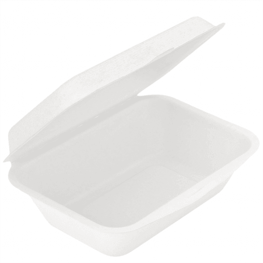 Coque 1 compartiment en cellulose naturelle fibre de canne à sucre  - Blanc - 13.6x18.2 cm- carton de 1000 unités