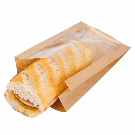 Download Sachet Kraft avec fenêtre transparente 16x21 cm - pack de 100 unités