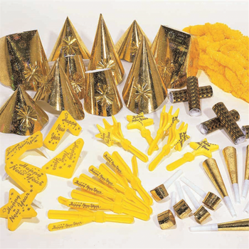 Assortiment de cotillons pour 10 personnes Or holographique