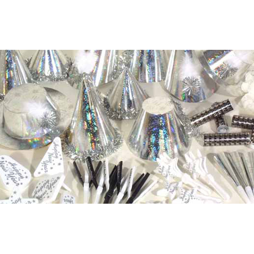 Assortiment de cotillons pour 20 personnes Holographique Argent