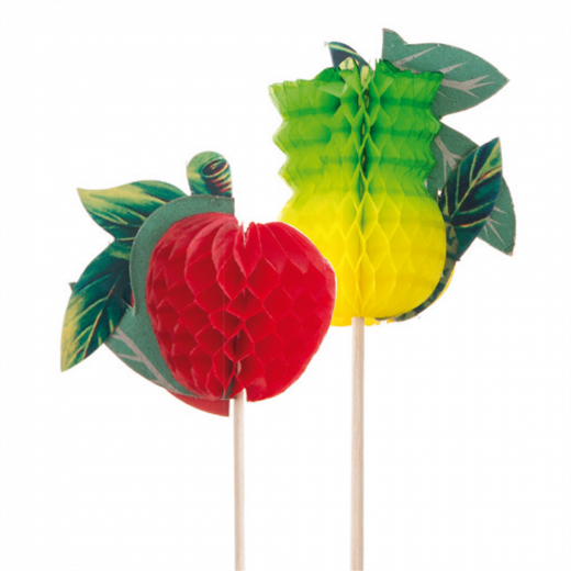 Décoration pour glaces Fruits 20 cm assorties - pack de 100 unités