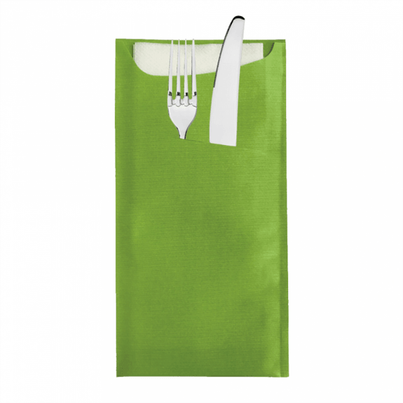 Sachet à couverts KIWI et serviette soft BLANCHE 33x40 cm - Carton de 250 unités