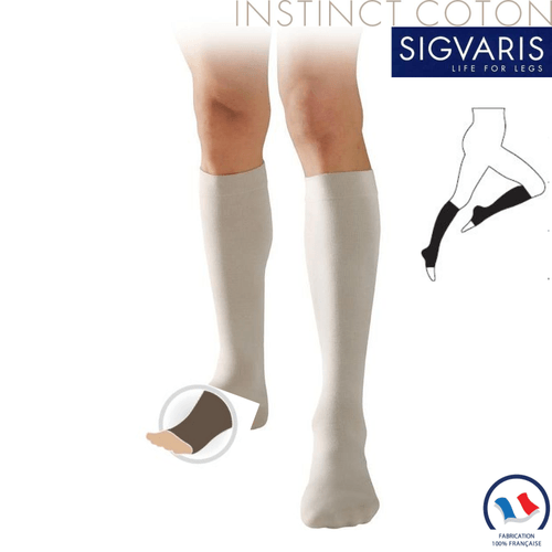 Chaussettes contention Pied ouvert Sigvaris Essentiel Coton (INSTINCT) classe 2