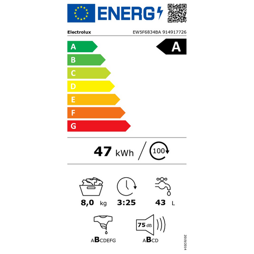 Lave- Linge Frontal ELECTROLUX EW5F6834BA
